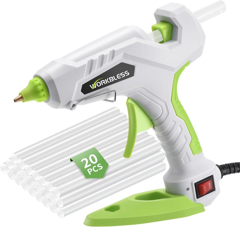 WorkBless Hot Glue Gun Full Size, 60W/100W Dual Temp Glue Gun, Fast Heating Heavy and Duty Glue Gun with 20PCS Glue Sticks for Arts, Home Repair, Professional DIY & Industrial Use - Image 1